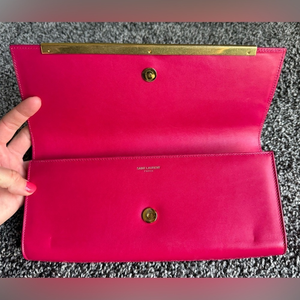 YSL large pink clutch - Picture 3 of 13